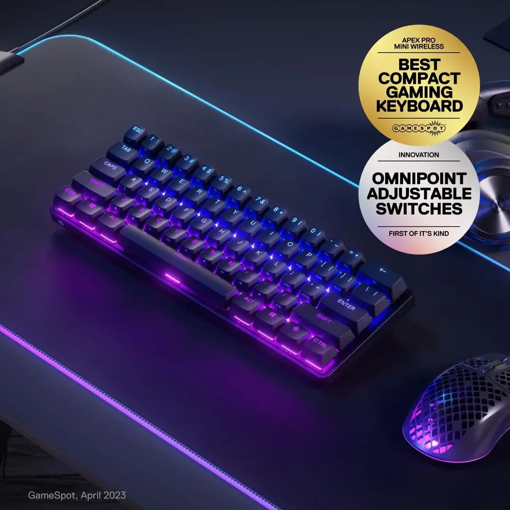 NWT SteelSeries Apex Pro Mini Wireless Keyboard – 60%, OmniPoint 2.0, Black